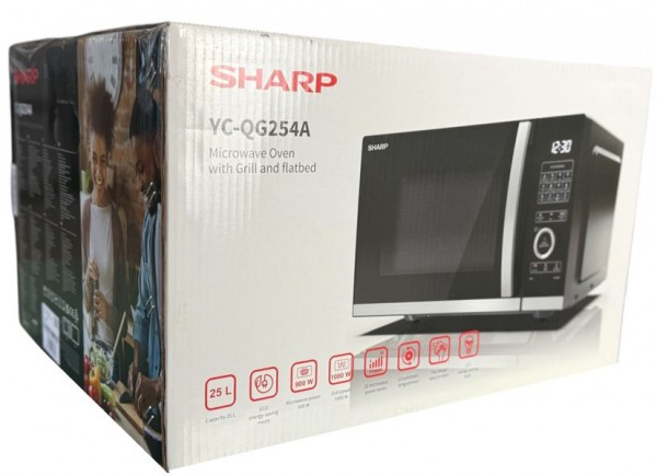 Sharp YC-QG254AE-B 25 Liter Mikrowelle mit Grill &amp; Heißluft schwarz