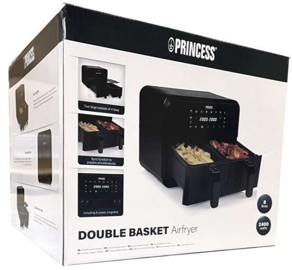 Princess 182068 Double Basket Airfryer 2x 4 L 2.400 Watt Heißluftfritteuse