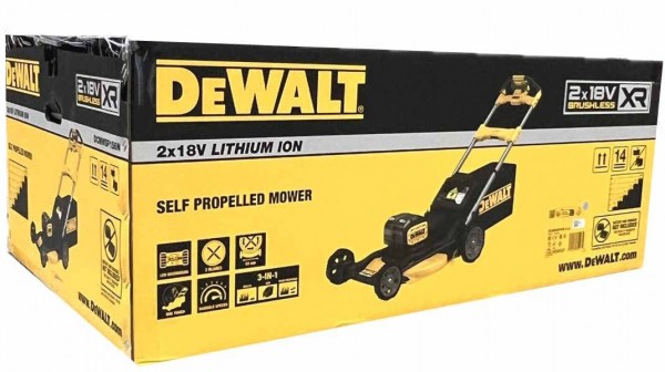 DeWalt DCMWP134N-XJ Akku-Rasenmäher 2 x 18V 67 Liter Grasfangkorb Solo 53 cm