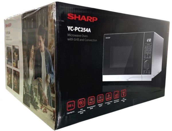 Sharp YC-PC254AE-S 25 Liter Mikrowelle mit Grill &amp; Heißluft silber