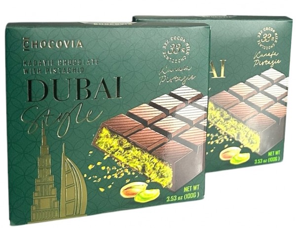 2x Dubai Style Schokolade 100g Pistazien mit Pistaziencreme und Kadayif