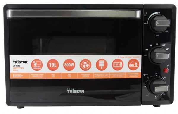 Tristar OV-3622 Heißluft Backofen 19 Liter 800 Watt schwarz