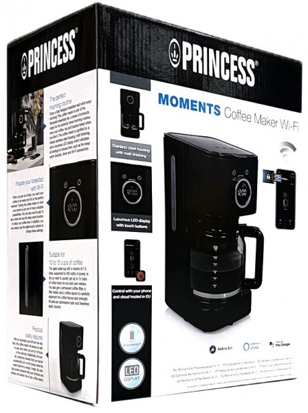 Princess 246060 Moments Kaffeemaschine WiFi &amp; Timer Edelstahl schwarz