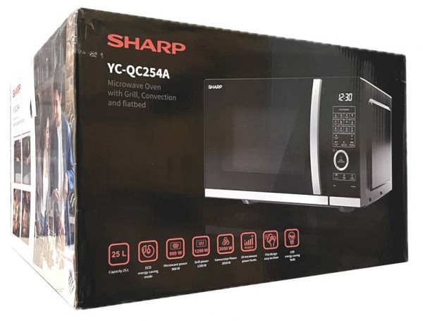 Sharp YC-QC254AE-B 25 Liter 900 W Kombi-Mikrowelle schwarz