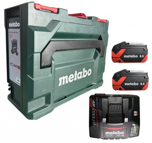 Metabo Basis Set 2x LIHDX 8.0 AH ASC 290 metaBOX 145 Ladegerät CAS 685305000