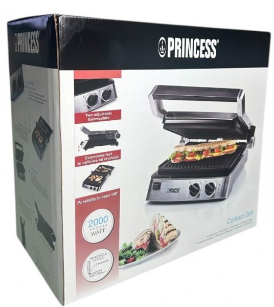 Princess 117300 Kontaktgrill Paninigrill 2.000 Watt Edelstahl