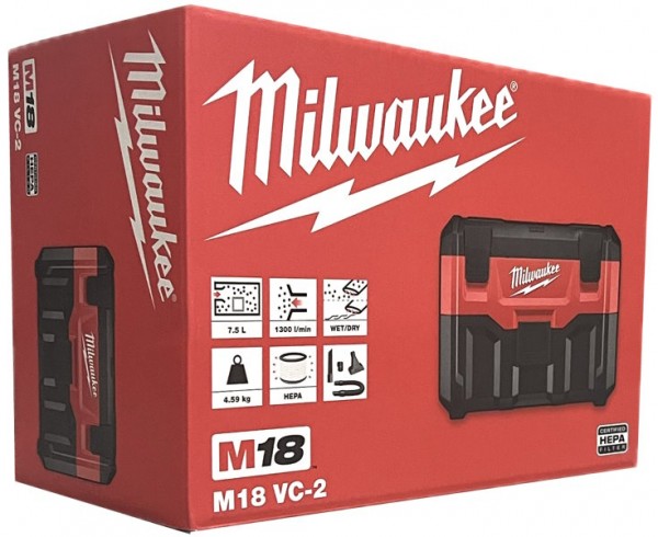 Milwaukee M18 VC2-0 Akku-Nass-/Trockensauger Solo im Karton