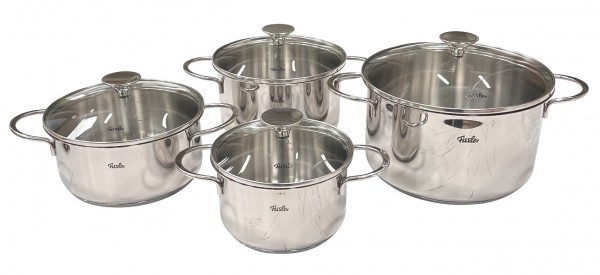 Fissler Copenhagen Topf-Set 4-tlg. Induktion mit Glasdeckel Edelstahl B-Ware