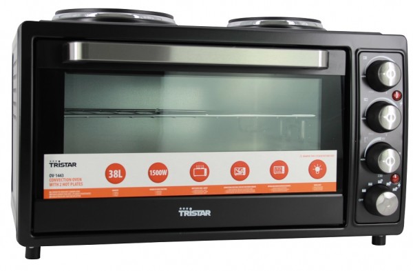 Tristar OV-1443 Umluft Backofen 38L mit Kochplatten 3.100 Watt schwarz B-Ware